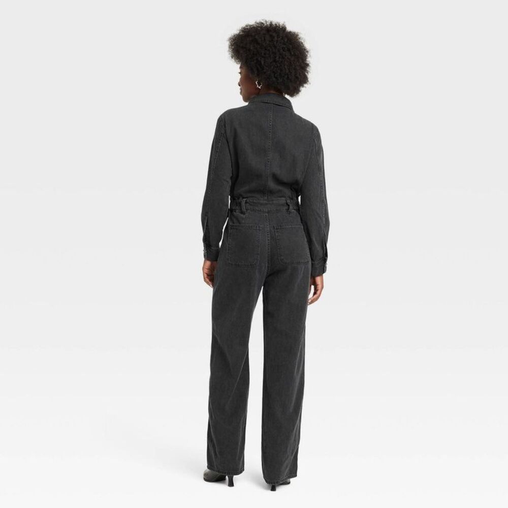 Universal Thread - Women's Long Sleeve Utility Baggy Denim Jumpsuit - Black - Picture 2 of 3